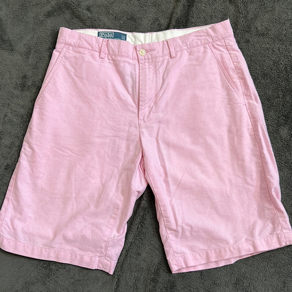 Ralph Lauren Polo shorts. Baby pink color, size 32, ‘Preston Short’ style